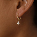 Elegant Gold Plated 925 Sterling Silver clear Cz Pave Water Drop Dangle Hoop Earrings for Women