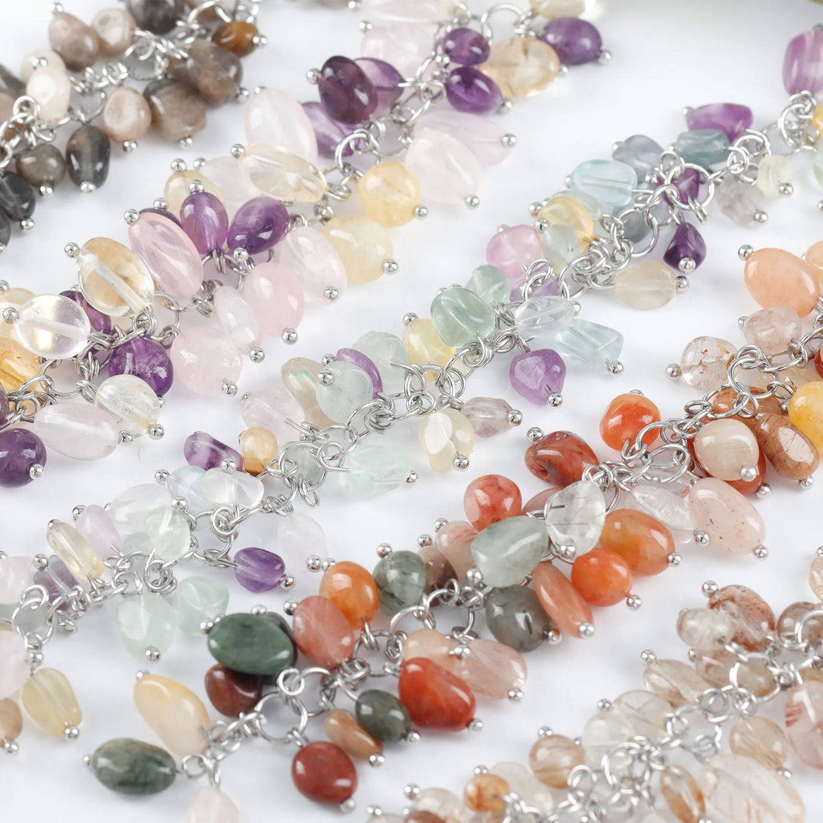 GUFEATHER M1119 10cm/lot Double Layer Natural Stone Handmade Chain DIY Necklace for Women Jewelry Making Accessories Bag MegaBDM