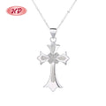 Wholesale Luxury Cubic Zirconia Real Big Cross Sterling Silver Religious Necklaces Pendant Fashionable Jewelry