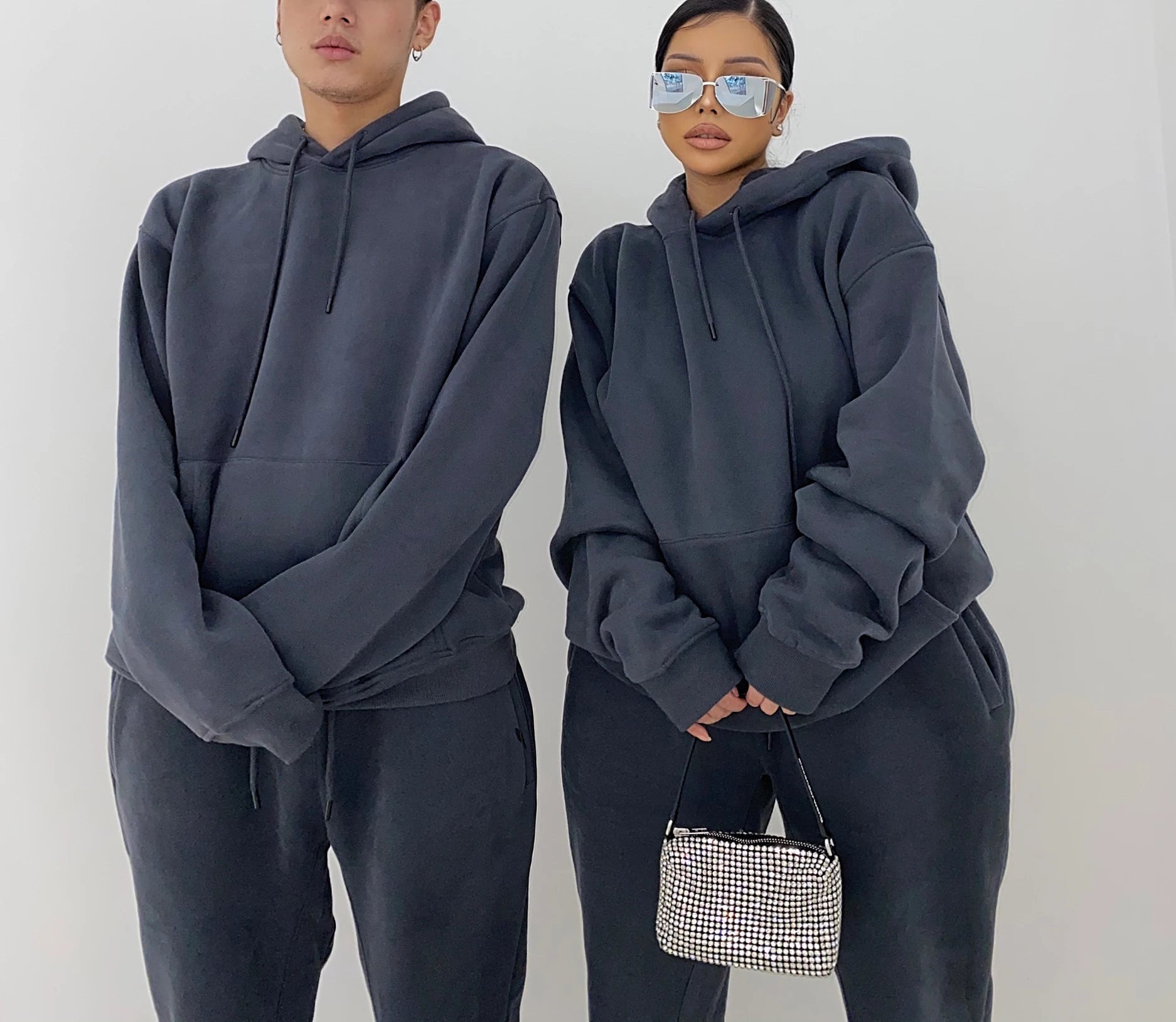 OS016 Custom Oversize Tracksuit Embroidery Logo Unisex Men and Women Streetwear Hoodies Set 2 Pieces Plus Size Jogger Set Women