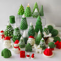 3D New Design Christmas Pine Tree Candle Silicone Molds Santa Claus Elk Gingerbread Man Snowman Candle Mold for Candle Making