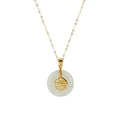 SC Delicate Chinese Fu Character Gold Plated Necklace Lucky Safe Buckle Necklace Temperament Hetian Jade Pendant Necklace