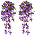 Artificial Hibiscus Hanging Flower Plants Spring Summer Purple Silk Long Trailing Vines Flower for Garden Front Door Porch Patio