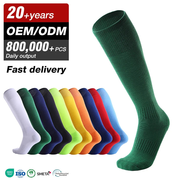 Men Sport  Hockey Football Long Socks Over Knee High Wholesale Young Man Soccer Sock Black