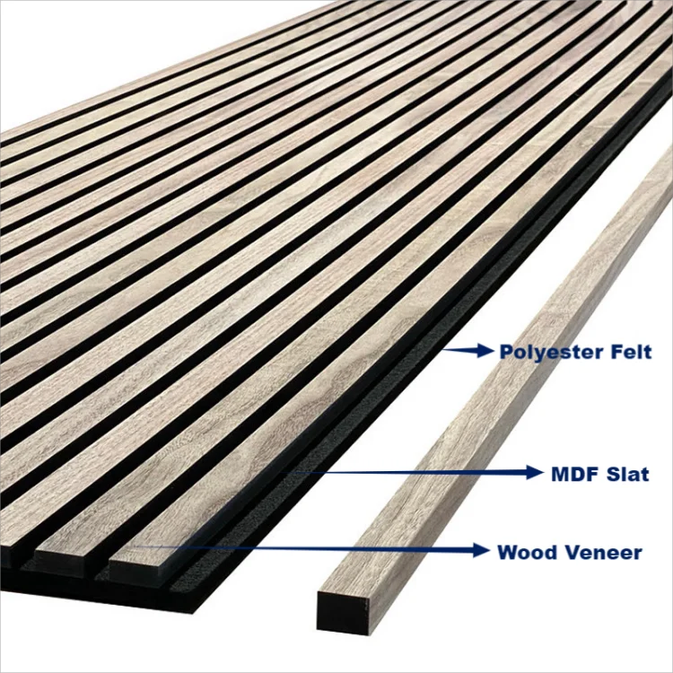 Cheap Wholesale Easy Installation Recycled Polyester Timber Batten Slat Cladding Acoustic Wall Panels for Gym
