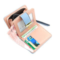 Custom Korean Slim Girl Short Travel Fashion pink Vintage Small Top Quality Luxury Wallet with logo
