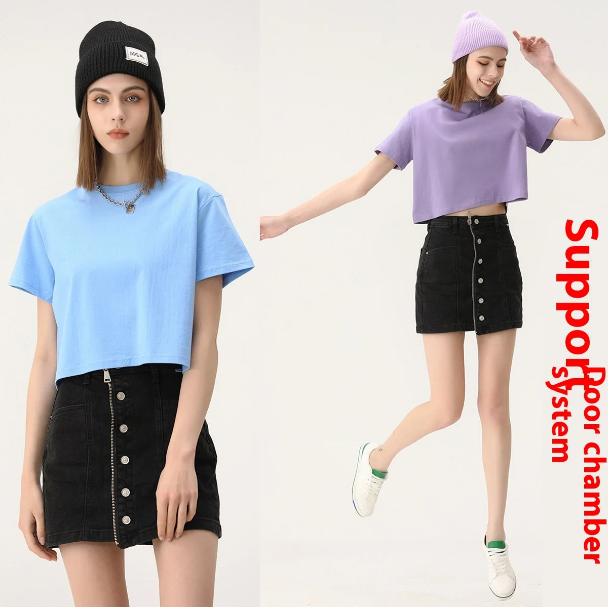 American 200gsm Ins Street Dance Trend Design Custom Printing Women's 100% Cotton Short Sleeved Crop Exposed T-shirt