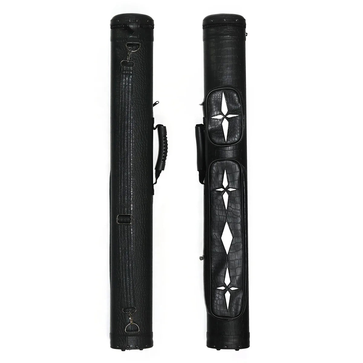 New Design Black Color PU Leather Billiards 2x2  4 Holes Hard Pool Cue Billiard Pool Stick Carrying Case  Billiard Box Bag