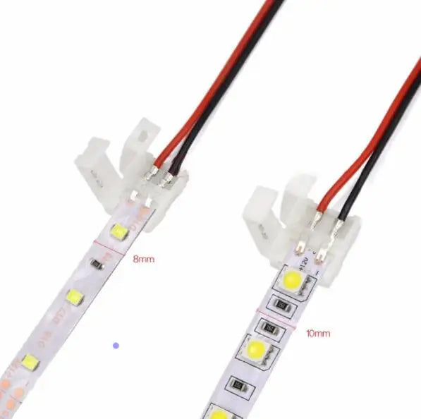No Soldering 2 Pin LED Strip Connectors 8 mm 10 mm Power Wire Solderless Contact 2835 5050 LED Strip Wire Lighting Accessories
