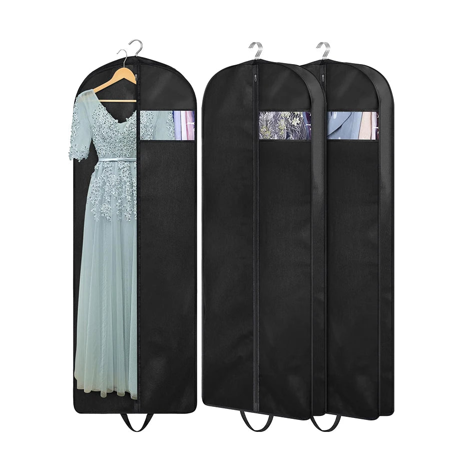 Wholesale Hanging Non Woven Garment Bags Suit Dress Dust Covers Black Cloth Garment Bag With Zipper