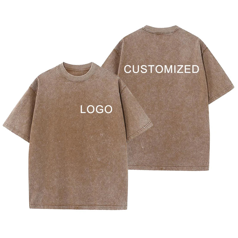 Custom Hip Hop Printing Puff Print Promotional Outdoor Vintage Crew Neck High Street Wear Cotton Batik Acid Washed Men's T Shirt