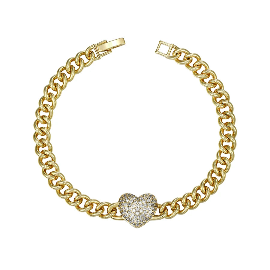 1113 Xuping Heart Symbol Charm Bracelet Gold Plated High Jewelry 14k Plated  Bracelet