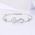 Fine Jewelry Cubic Zirconia Bracelet 925 Sterling Silver CZ Crystal Love Infinity Charm Bracelet for Women Girls Gifts