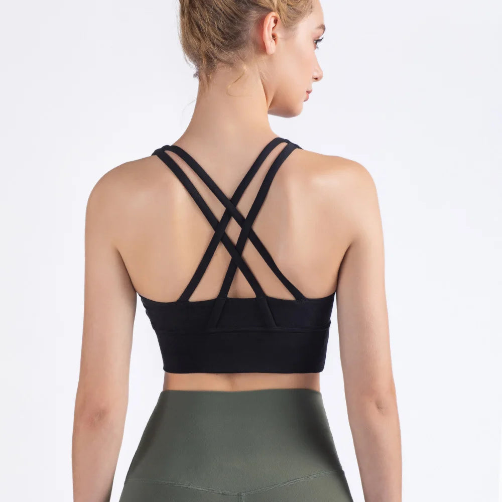 OEM Sportswear Custom Logo Fitness Sports Tank Top Strong Support Solid Fitness Gym Wear Top Women Seamless Sports Bra