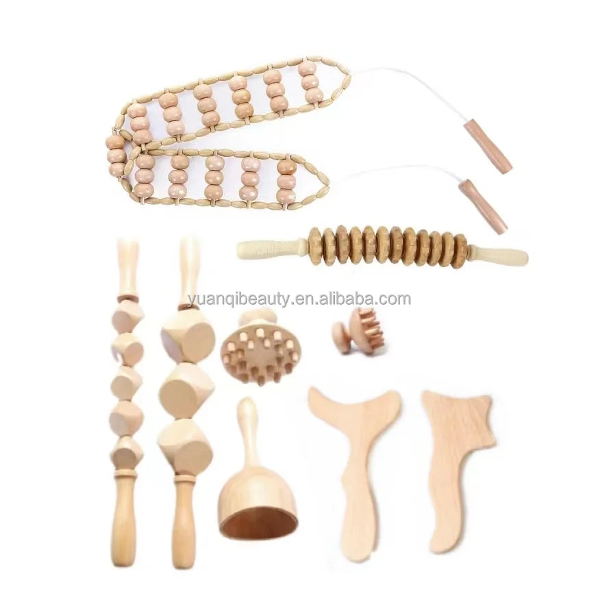 New Design 36 Wooden Beads Full Body Massage Belt Natural Wood Back Roller Massager