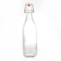 Transparent 1000ml Swing Top Home Brewing Kombucha Glass Bottle 1 Litro Botella Para Kombucha with Crown Cap Seal MOQ 100pcs