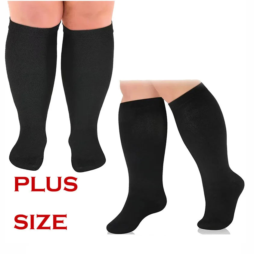 Plus Size Stockings Women Men Wide Calf 20-30mmhg Extra Large Knee High 7XL Nurse Compression Sock