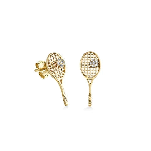 LOZRUNVE 925 Sterling Silver Fashion Unique Design Gold Plated Delicate Tennis Stud Earring