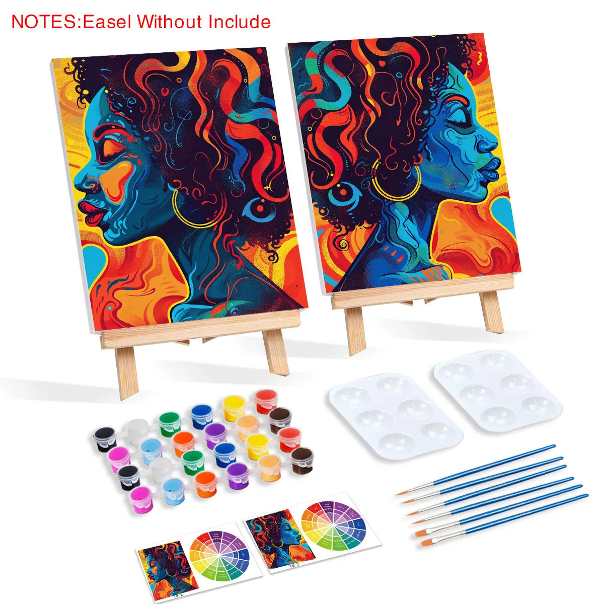 2pcs Pre-Drawn Adult Canvas Painting Kit with Framed Paint and Sip Printed Still Life Subjects Stretched Canvas