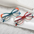 Anti Blue Light Optical Frames  Mixed Color Spring Hinge Oversized Big Frame Cat Eyes  Computer Glasses for Women