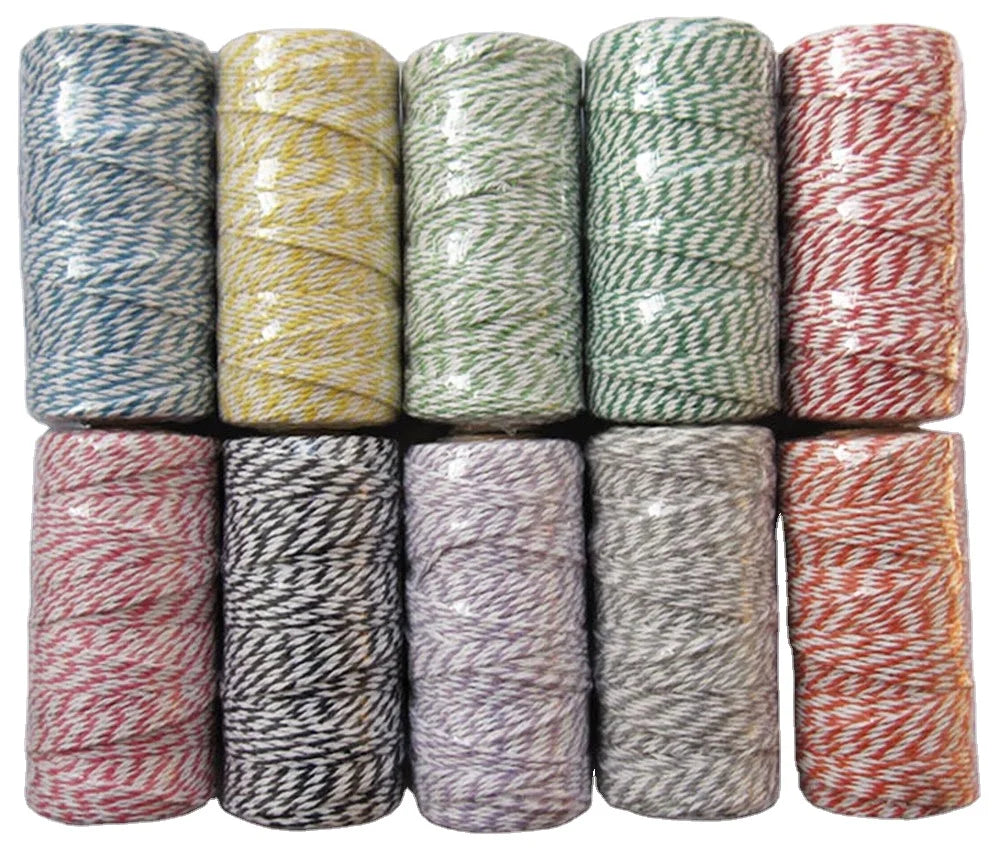 2MM 100M Bakers Twine Spool Colored Cotton Packaging Ropes for Gift Packing