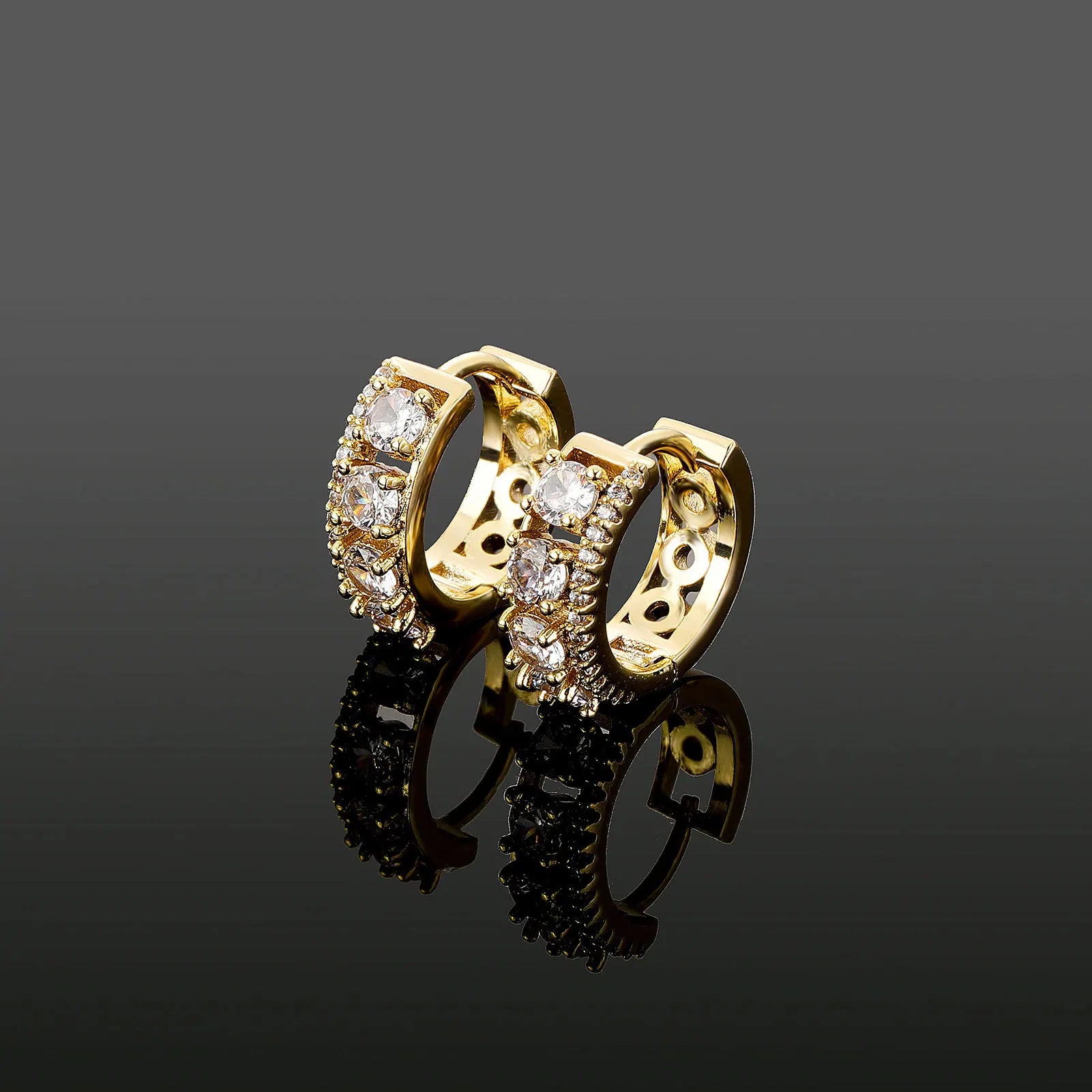 Shiny Gold Plated 13MM Iced Out Circle Earrings for Men and Women for Wedding Party and Gift