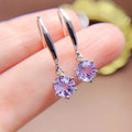 Korean 925 Sterling Silver 18k Rose Gold Plating Natural Amethyst Stud Earrings for Women-Anniversary Party Gift Wholesale