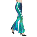 Women Metallic Shiny Latex Flared Long Leggings Sexy Stretchy Bell-bottom Pants for Lady