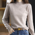 Pure Color Autumn Half Women Turtleneck Sweater Lady Pullover Long Sleeve All-match Slim Knit Women Knitwear