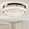 19.7" Modern Large LED Flush Mount Crystal Chandelier Contemporary Ceiling Light Fixtures for Living Room Bedrooms Dining