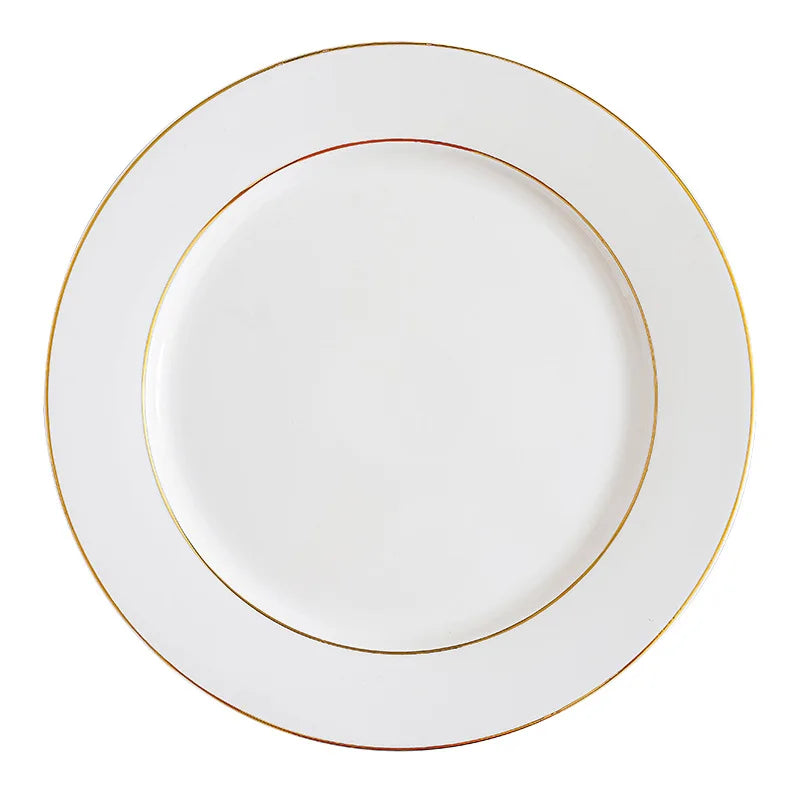 Hot Sale Western Dinner Steak Fruit Salad Dessert Golden Rim Beads Ceramic Plate Tableware