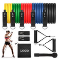 11pcs 150lb Workout Stackable Exercise Resistance Tubes Bands Set with Door Anchor Handles for Fitness Yoga Home Gym Equipment