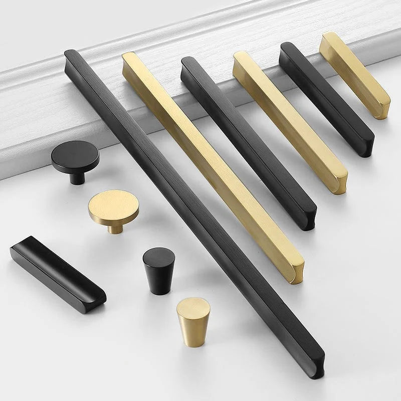 Hot Sale Gold Black Long Solid Brushed Brass Cabinet Handles Copper Pull