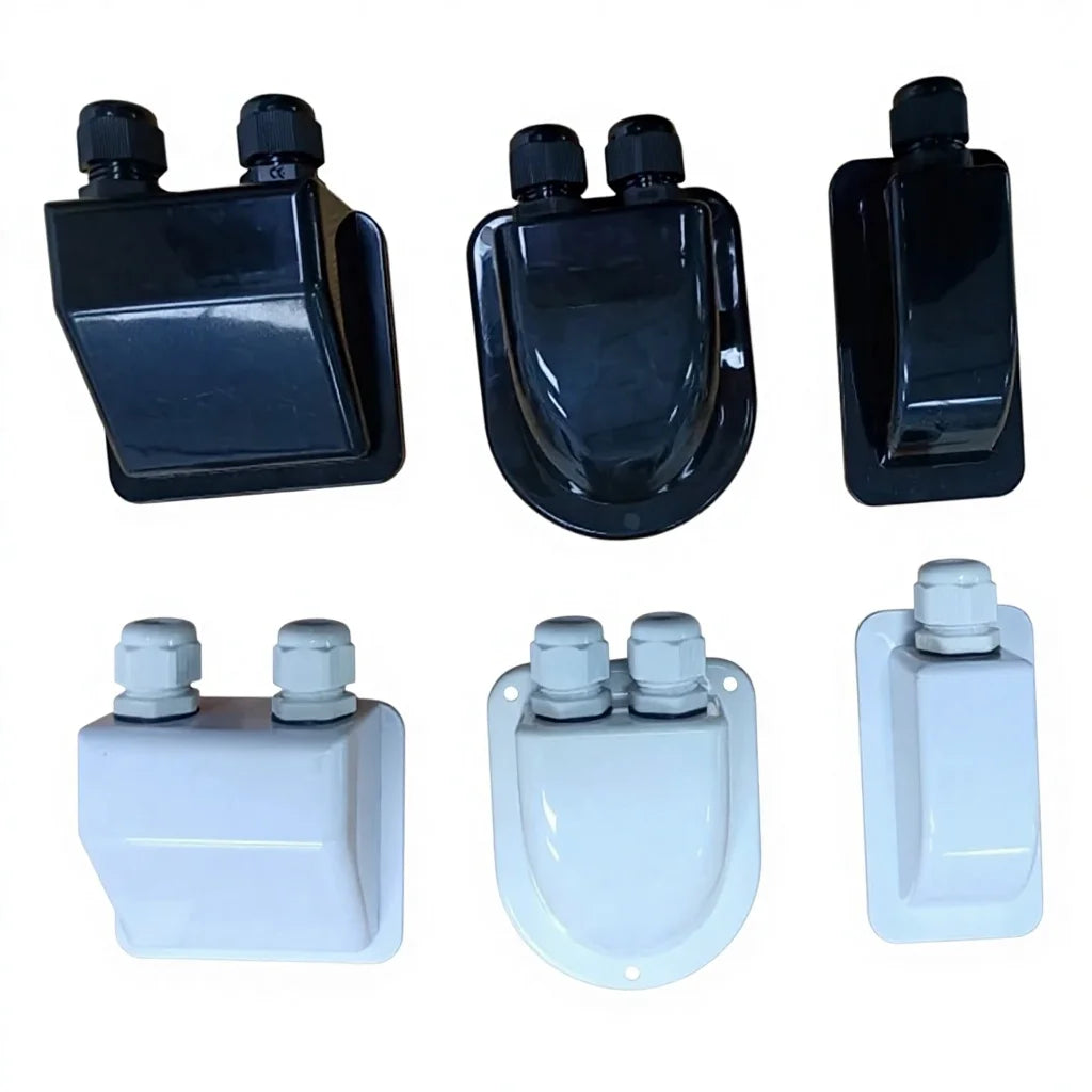 Anti-UV ABS Solar Mount Solar Panel Cable Gland Dual Cable Entry Double Cable Feedthrough for RV Solar
