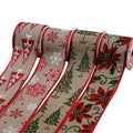 Christmas Ribbon Vintage Wired Burlap Ribbon for DIY Wrapping Faux Burlap Xmas Crafts Ribbon