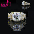 Cadermay Trendy Asscher Cut 7x7mm 2CT Moissanite Diamond Luxury Jewelry Twisted Ring