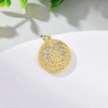 Embossed CZ Angel Wing Charm 18K Gold Filled Minimalist Pendant 18mm Round Necklace Minimalist Charm DIY Jewelry
