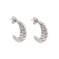 Classic Trendy Titanium Steel 316L Hypoallergenic Silver Croissant Hoop Earrings Geometric Design for Women Gift Idea