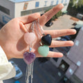 Wholesale Fashion Tarnish Free Silver Stainless Steel Chains Natural Gem Stone Crystal Heart Pendant Necklace for Women Men