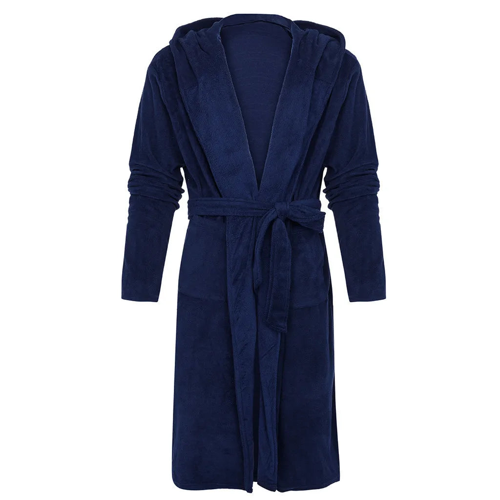 Dressing Gown Mens Fleece Hooded Dressing Gowns