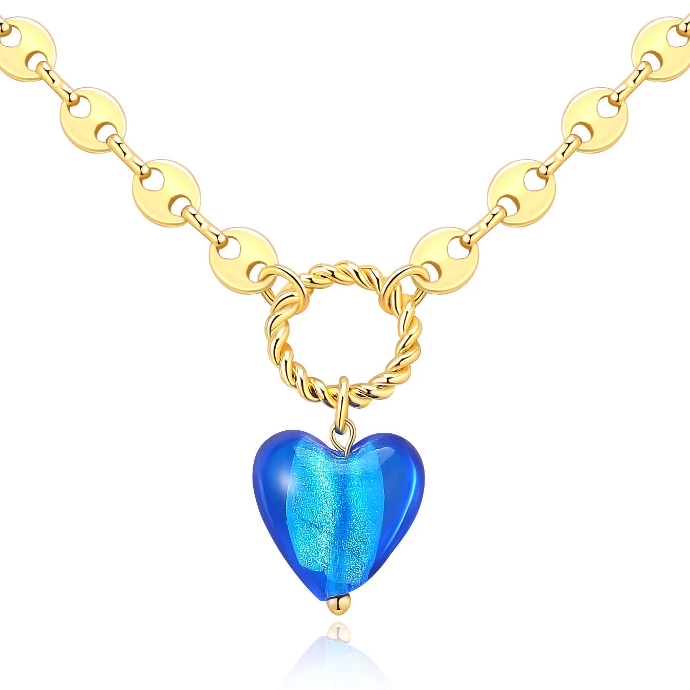 New Style Murano Stained Glass Heart-shaped Love Pendant Clavicle Chain Necklaces Custom Jewelry