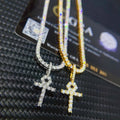 Sterling Silver 925 Iced Out Hip Hop Rapper Jewelry Men Diamond Moissanite Ankh Cross Pendant