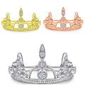 Retro Style Luxury Eternity Jewelry Rings 925 Sterling Silver Yellow/Rose/White Gold Plated Cubic Zircon Crown Shape Ring
