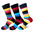 Wholesale Fashion Striped Patterned Socks Men Happy Colorful Cotton Dress Crew Socks