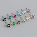 New Fashion Jewelry INS S925 Sterling Silver Colorful CZ Rose Flower Stud Earrings for Women  EH1361