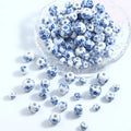 Simple  6 8 10 12mm Porcelain Charms Handmade Applique Blue Flower Loose Beaded Charm for DIY Jewelry Making Accessories