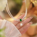 Women's High Quality 7-8mm Freshwater Pearl Necklace 38+5mm Long Double Layer Natural Shell Beads Choker Water Drop Shape
