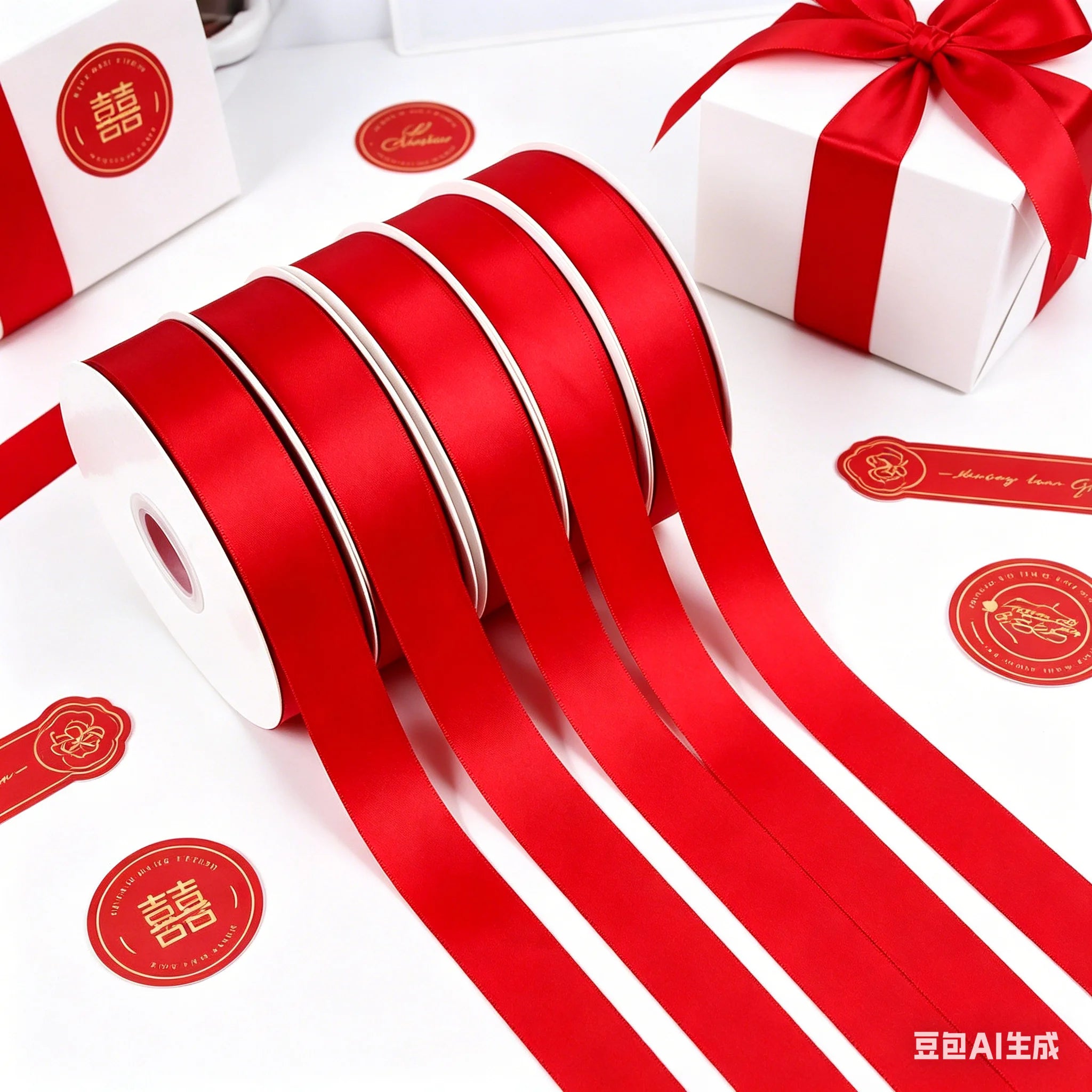 Factory Customized Large Stocked Wide Polyester Single/Double Faced Smooth Cheap Red Satin Ribbon Roll