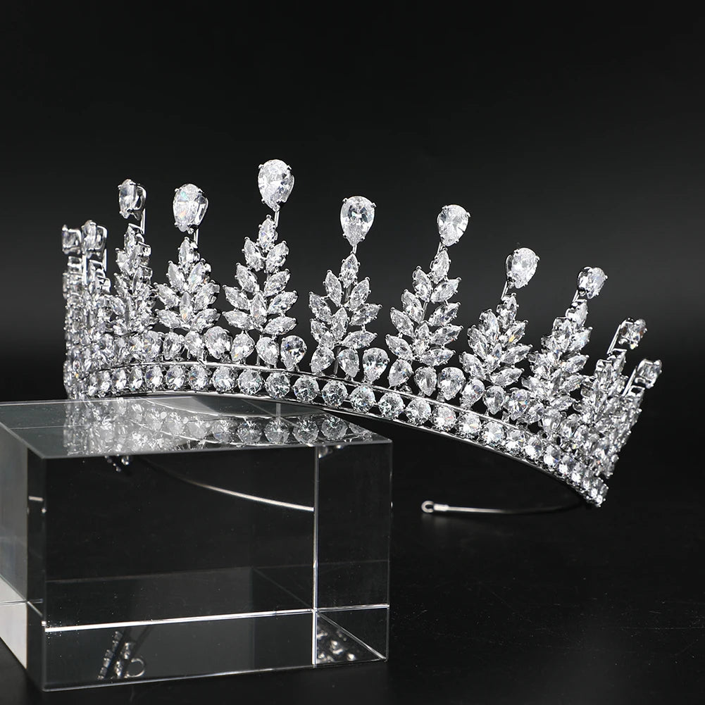 Platinum Plated Luxury Bridal Crown Wedding Hair Accessories in Hairbands Women Bride Tiara Miss Universe Head Crowns and Tiaras