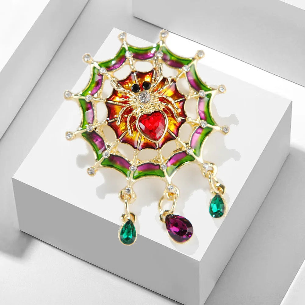 Luxury Custom Spider Shape Diamond Alloy Brooch Men's and Women's Fashion Accessory